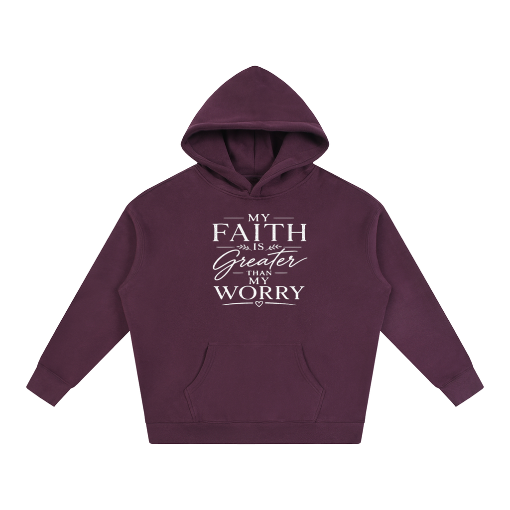 Faith Over Worry Oversize Fleeced Hoodie